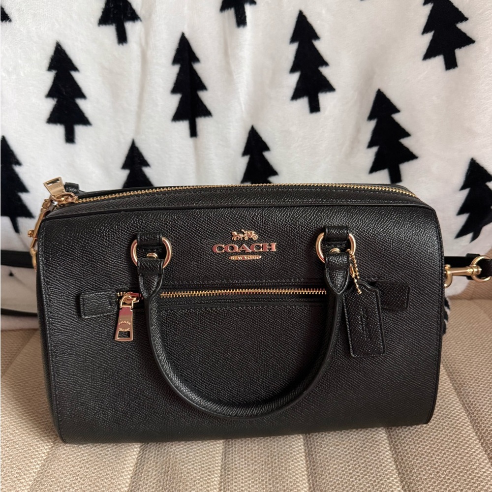 Coach Black Satchel with Gold Accents